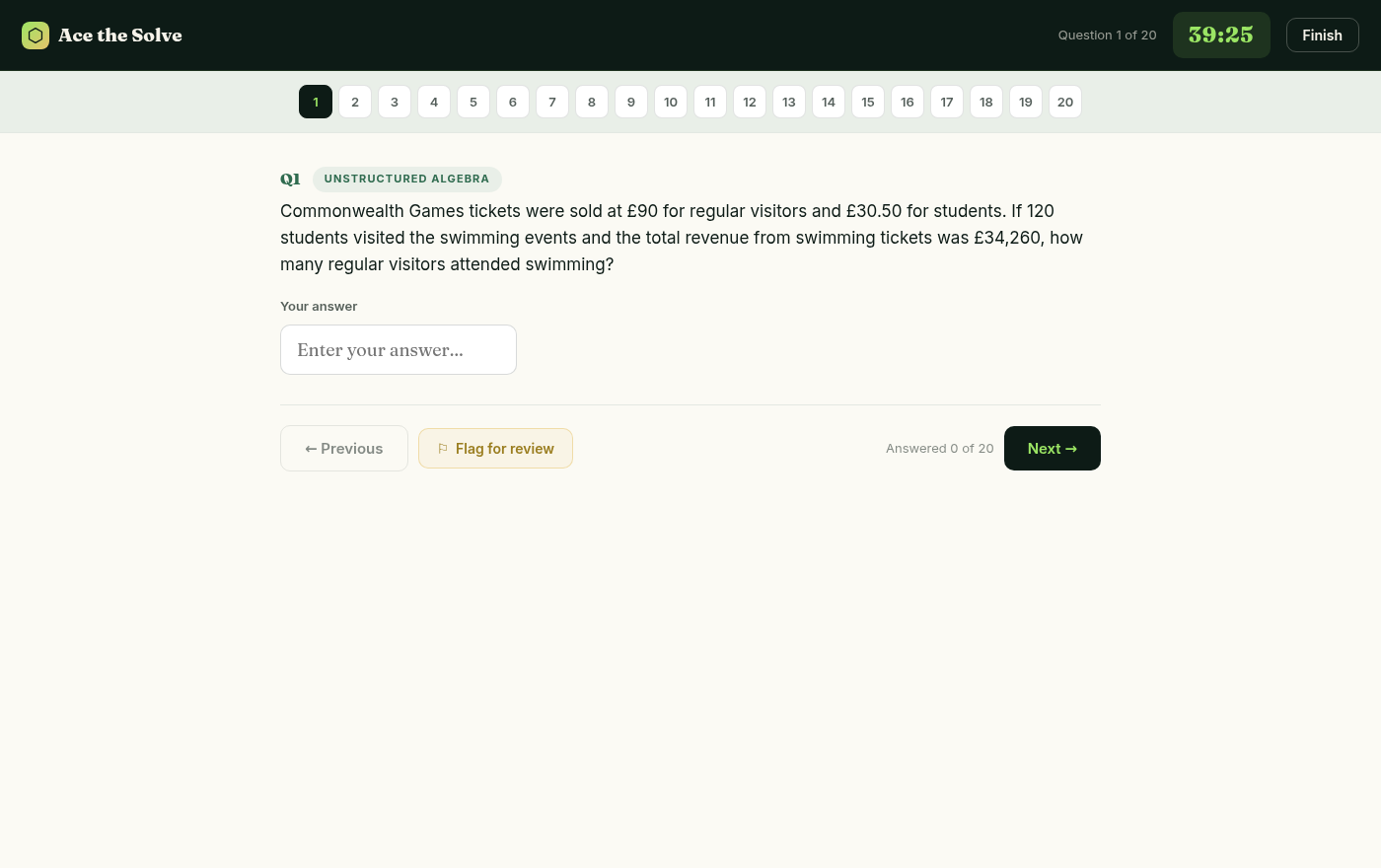 BCG Quantitative Reasoning — timed test in the live app